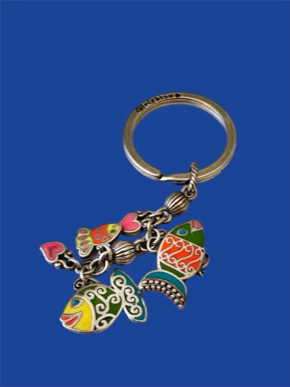 Brighton Sea Frolic Key Fob Or Bag Charm Silver Plated w/pouch - Discontinued